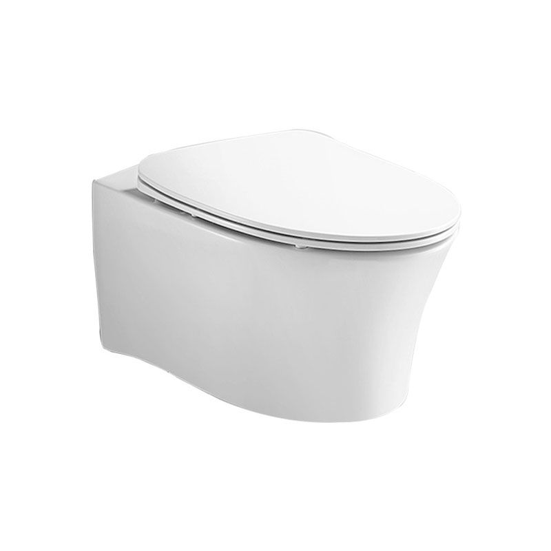 Modern White Siphon Jet Toilet Bowl Wall Mount Flush Toilet With Seat for Bathroom