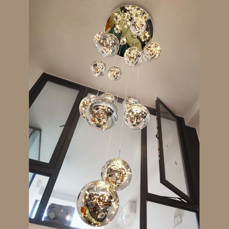 Modern Cascade Pendant Pure Glass Light Foyer Light Indoor Lighting