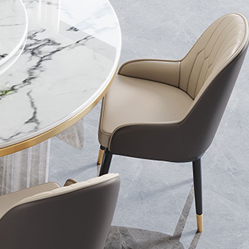 Modern Dining Set 1/5/7 Pcs Round Marble Dining Table and Upholstered Chairs