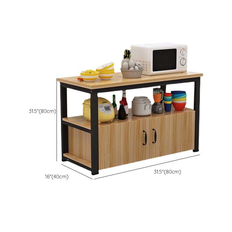 MDF and Steel Kitchen Table with Storage Cabinets Kitchen Cart with Black/White Base