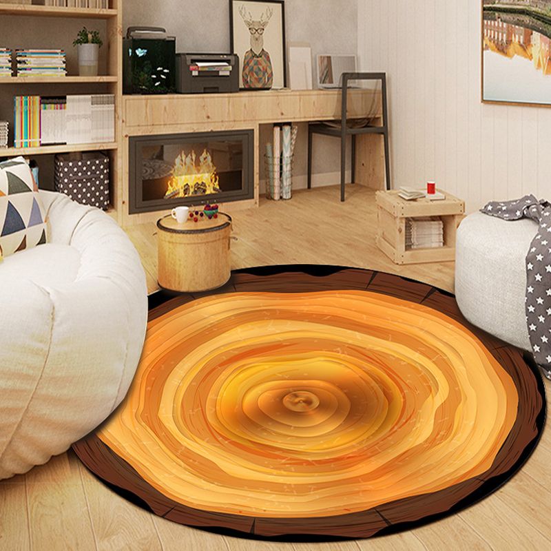 Round Deck Pattern Carpet Polyester Modern Indoor Rug Stain Resistant Area Carpet for Living Room
