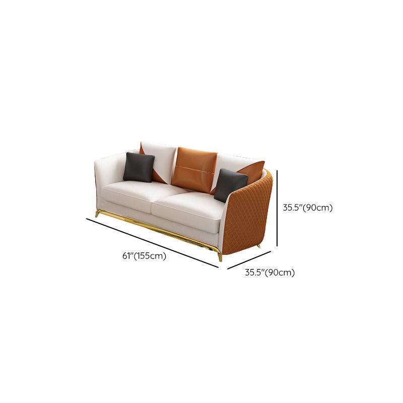 Cushions Tuxedo Arm Sofa Glam Genuine Leather Sofa with Legs
