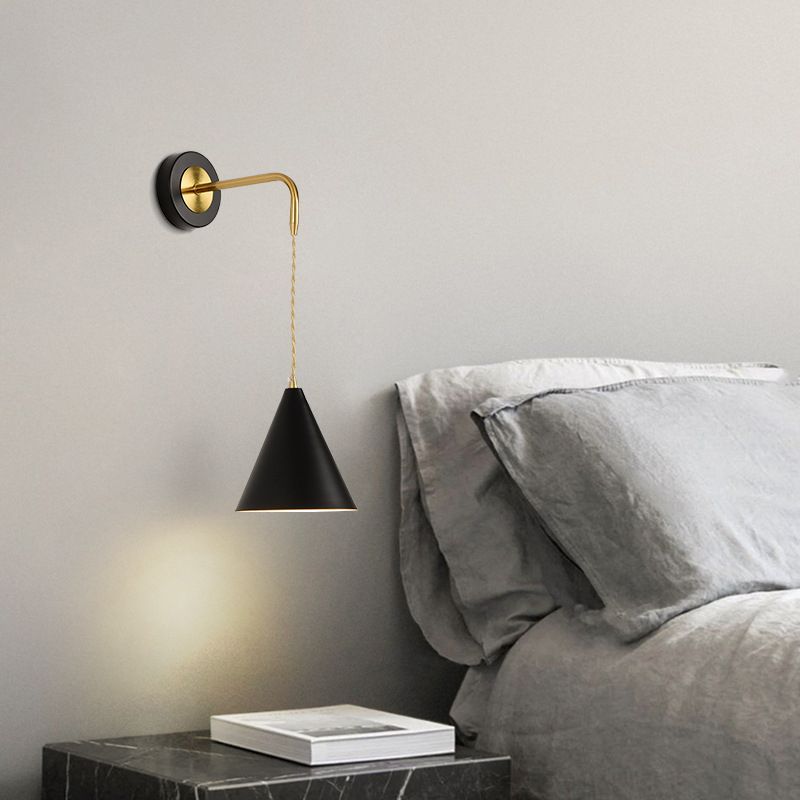 Contemporary Metal Wall Light Black/White Lighting for Living Room