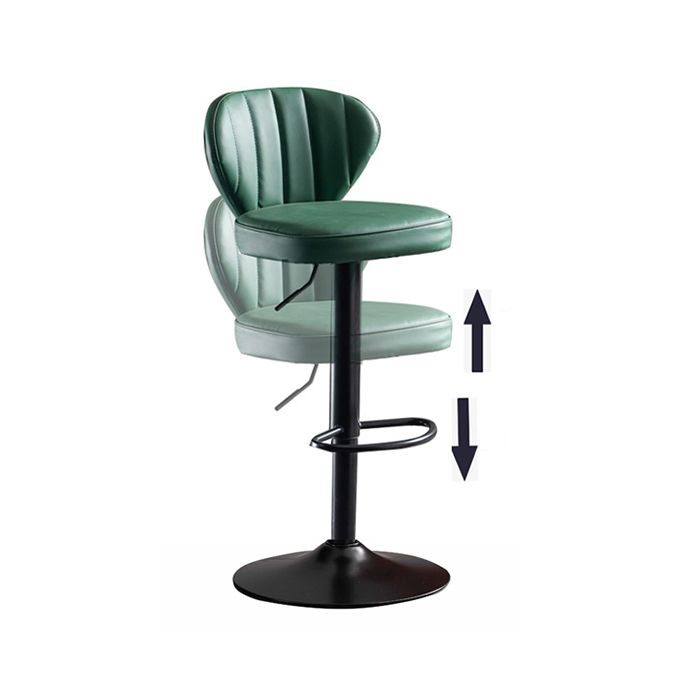 Contemporary Bar-stool Liftable Leather Counter Bar Stool with Metal Legs