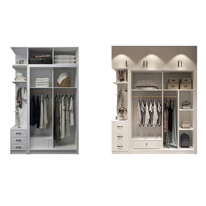 Contemporary White Wardrobe Armoire Engineered Wood Wardrobe with Sliding Door