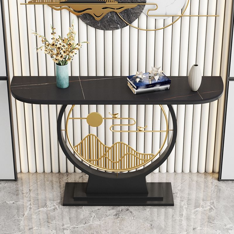 Marble/metal Half Moon Glam Scratch Resistant Abstract Console Table