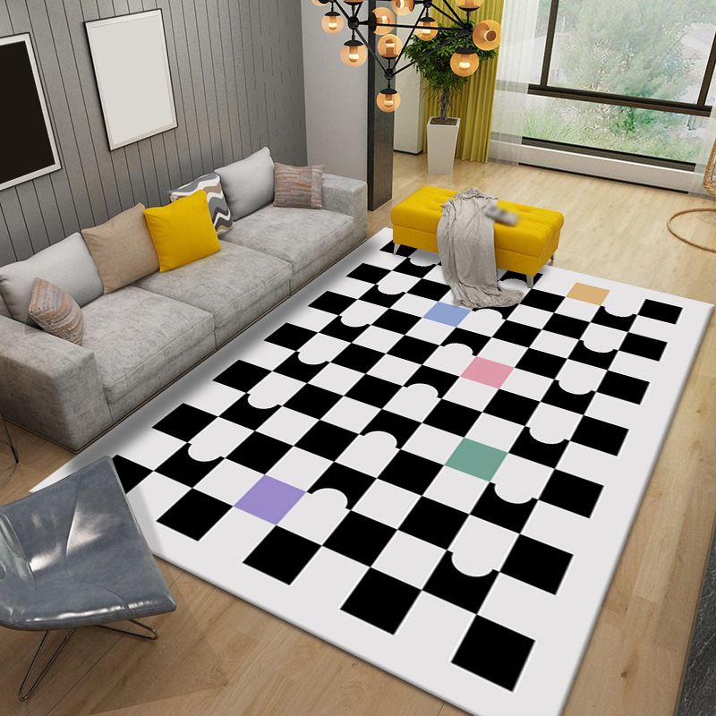 Lattice Geometry Rug Indoor Rug Anti-Slip Washable Easy Care Area Carpet for Bedroom