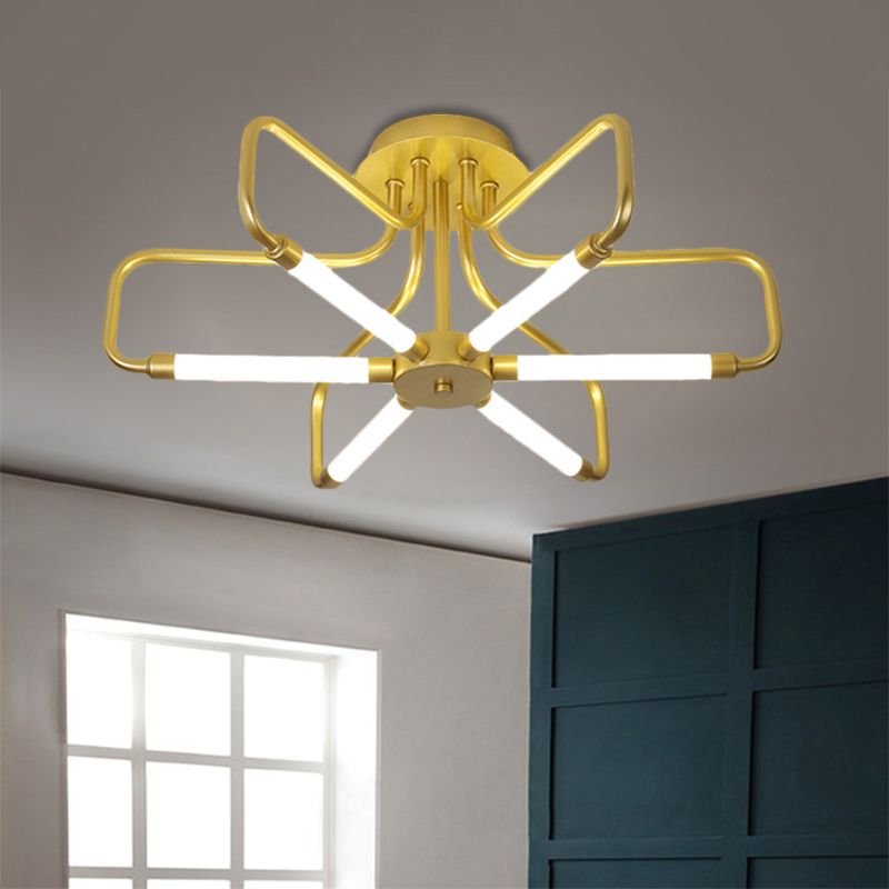 Floral Frame Semi Flush Light armatuur Modern acryl zwart/gouden LED -plafondlamp in warm/wit licht, 24,5 "/39" breed