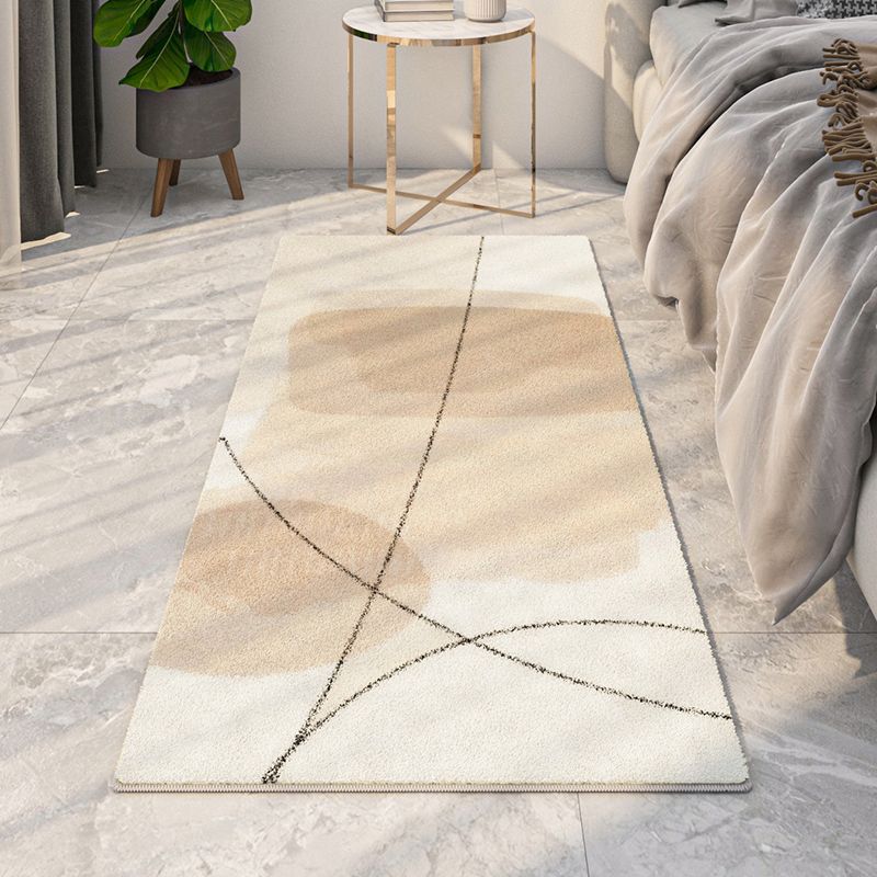 Orange Nordic Rug Polyester Line Rug Washable Indoor Rug for Home Decoration