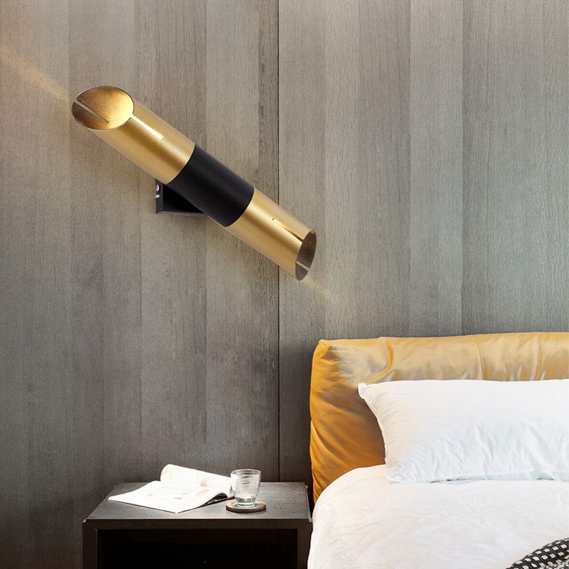 Roteerbare cilinderwandwandeling Moderne stijlvolle metallic geïntegreerde LED Golden Wall Lighting -armatuur