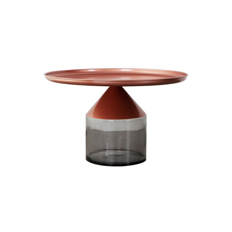 Metal Tray Top Coffee Table Mid-Century Glass Pedestal Cocktail Table
