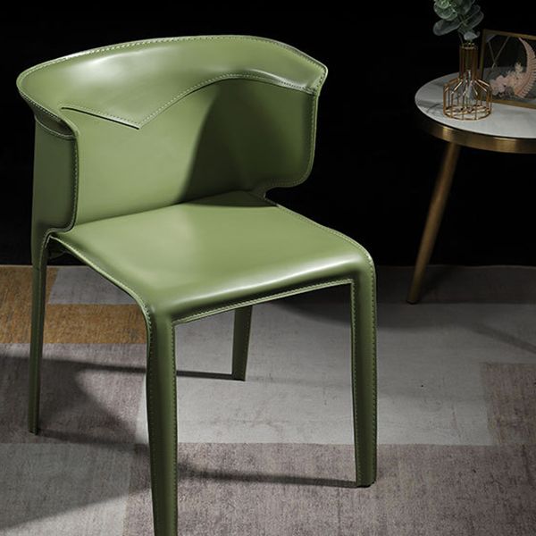 Contemporary Leather Dining Chair Arm Wingback Side Chair for Home Use