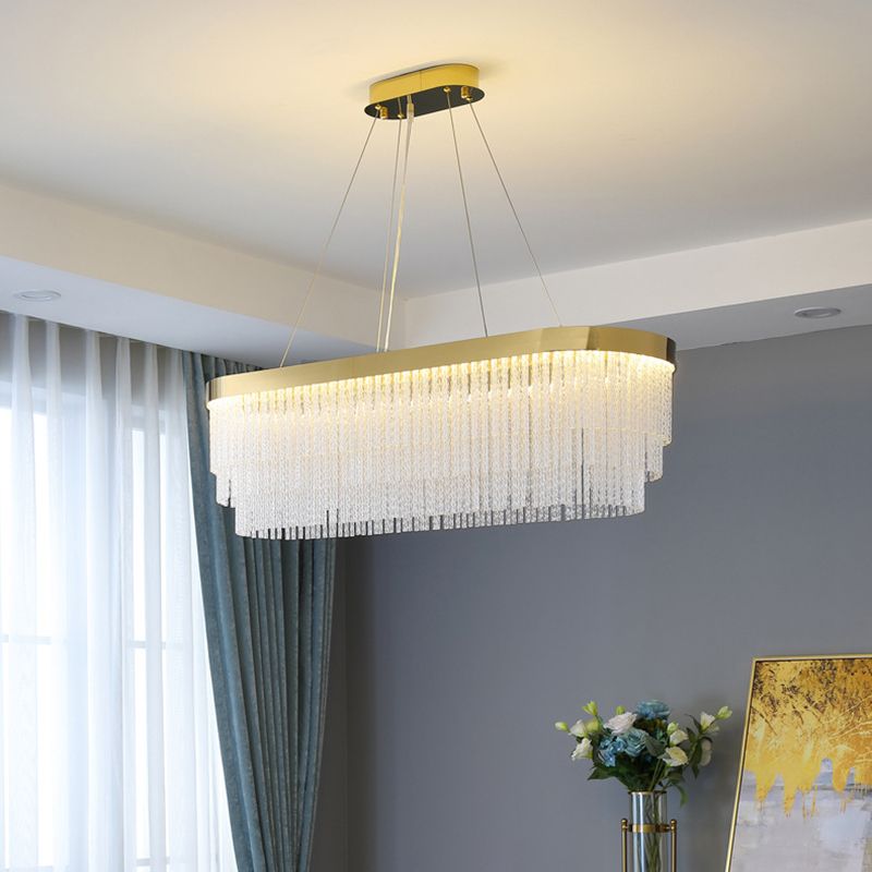 Prismatic Crystal Glass Tiered Chandelier Minimalist Gold LED Pendant Lighting Fixture