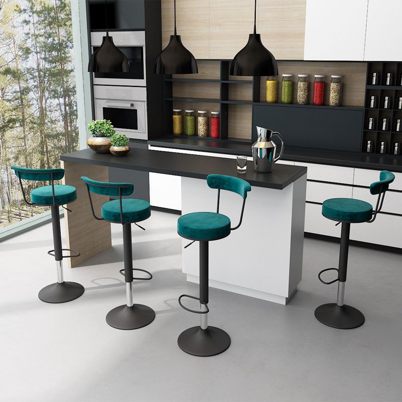 Glam Liftable Backrest Counter Stool Steel Kitchen Bar Stool with Cushion and Pedal