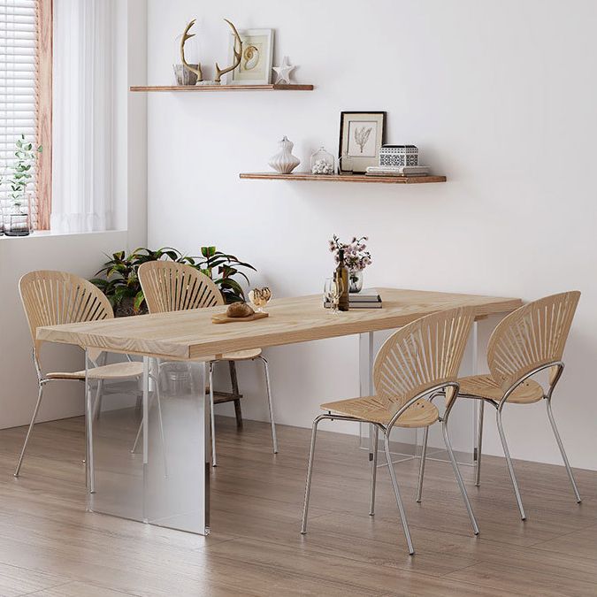 Solid Wood Dining Table Traditional Luxury Dining Table with Double Pedestal Base