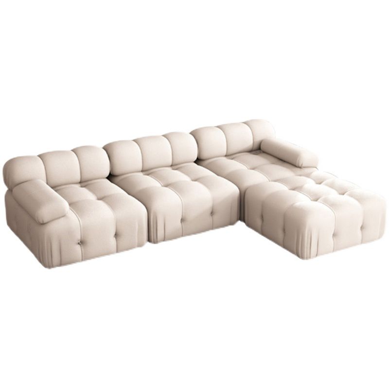37" Wide Contemporary Sofa Fabric Tufted White Standard Seating