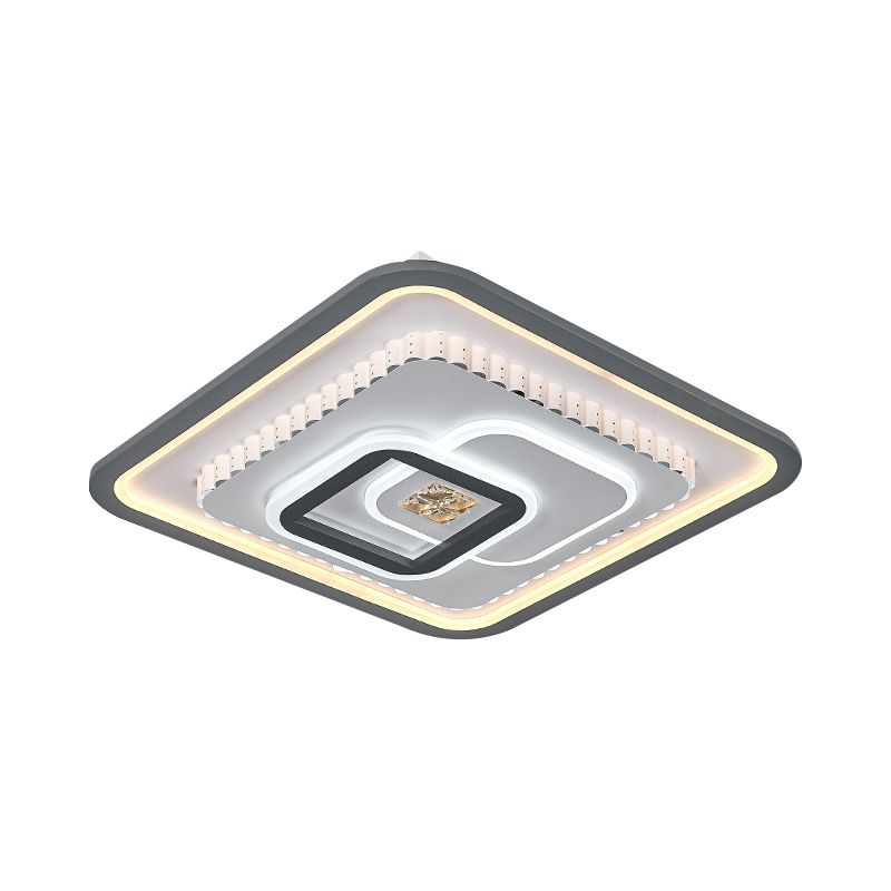 Camera da letto moderna a LED quadrata con montaggio a incasso in cristallo vicino alla lampada da soffitto in bianco e nero