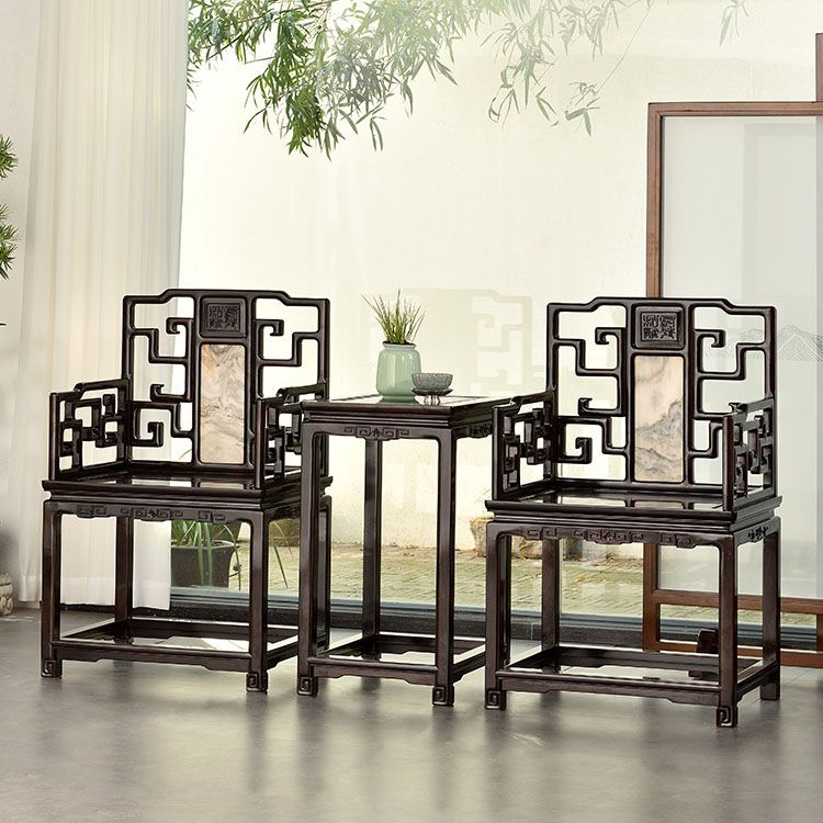 Indoor Deep Brown Dining Arm Chair Solid Wood Dining Chair for Home