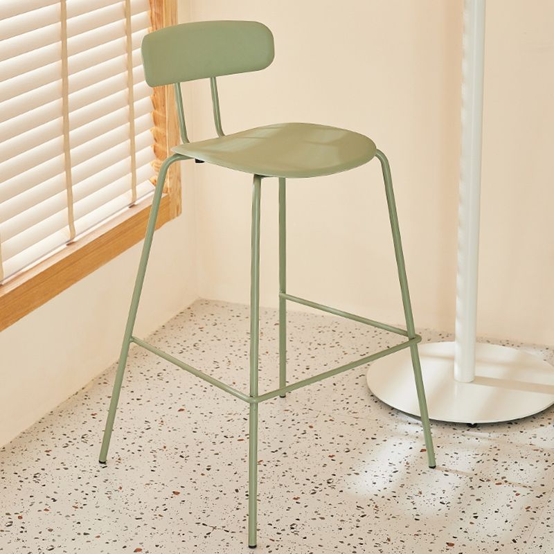 Modern Backrest Armless Counter Stool Metal Bar Stool with Plastic Cushion