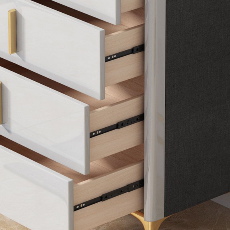 Glam Stone White Storage Chest Bedroom Chest with Metal Legs