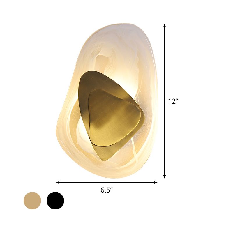 Clear Glass Rock Surface Wall Sconce Minimalist Creative Black/Gold LED Flush Mount for Dining Room