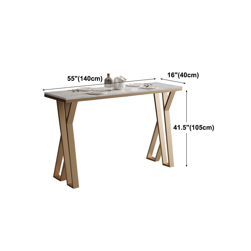 Mesa de barra de pub faux faux de rectángulo glamorial mesa de barra de hierro dorada con pedestal doble