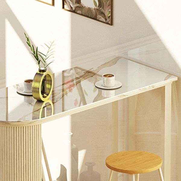 Modern Indoor Bar Height Table Double Pedestal Stone Bistro Accent Dining Table