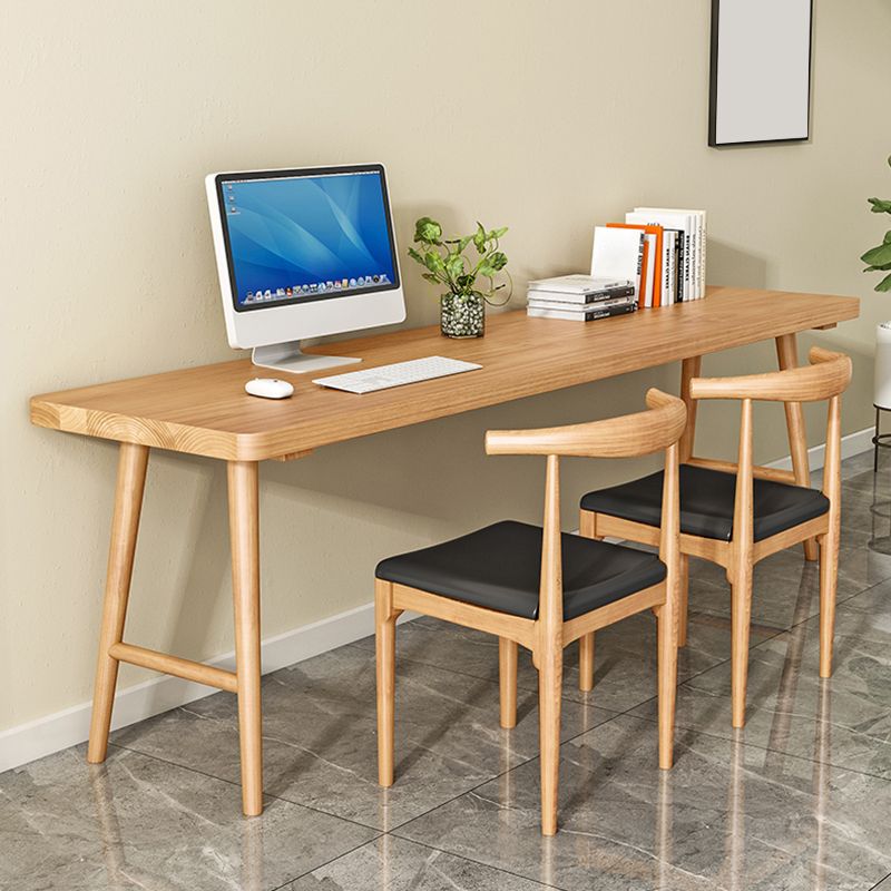 Modern Rectangular Writing Desk H-Shape Solid Wood Office Desk for Home