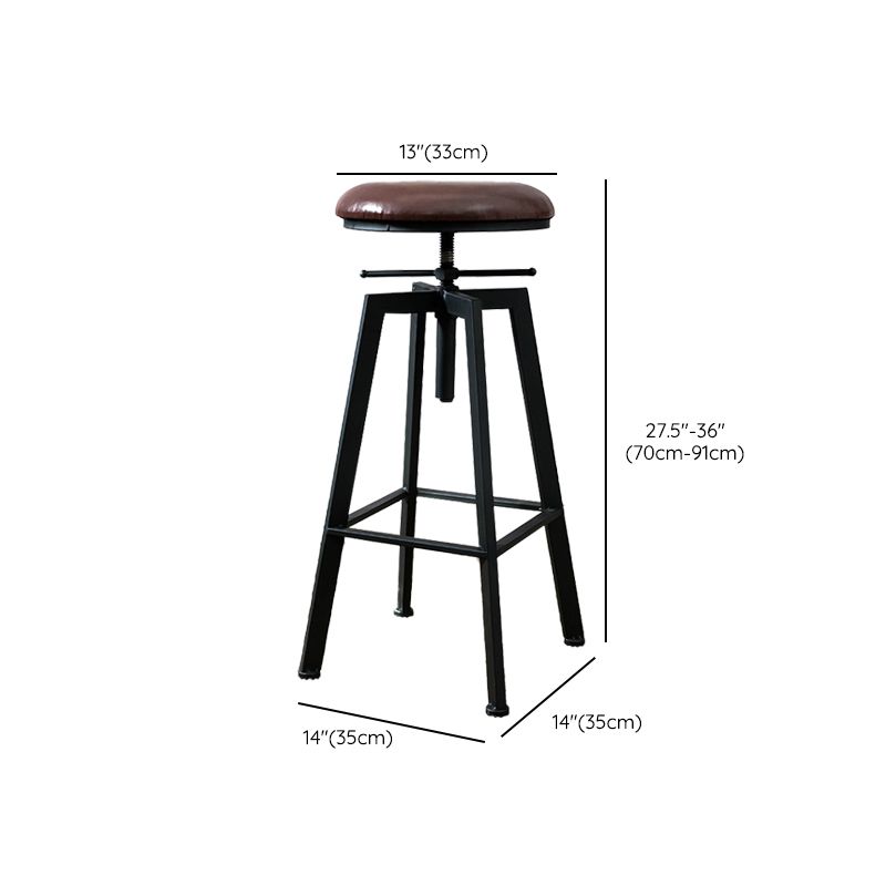 Industrial Adjustable Height Bar Stool Iron Frame Stool in Black