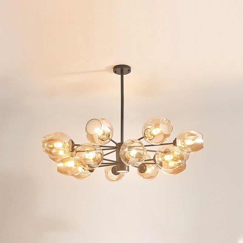 Cognac Color Glass Chandelier Lighting Fixture Modern Chandelier Pendant Light for Living Room