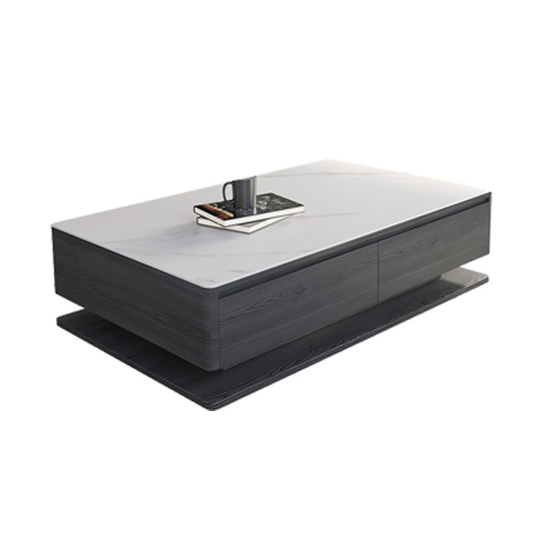 15"H Contemporary Cocktail Table Stone Rectangle Coffee Table