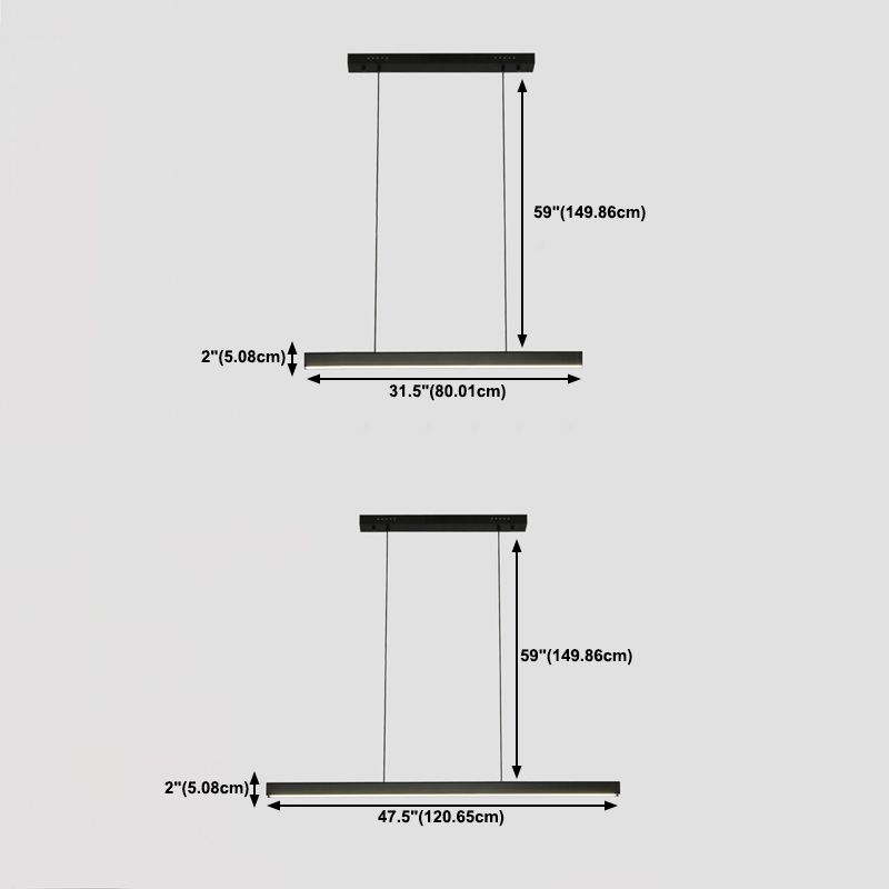 Luces de isla lineal de estilo simple lámparas colgantes de led de restaurante de 1 luces con sombra acrílica