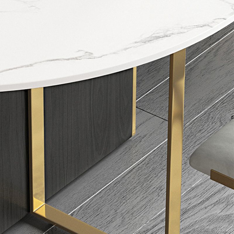 Modern Dining Set 1/3/7 Pcs Sintered Stone Top Dining Table with Folding Chairs