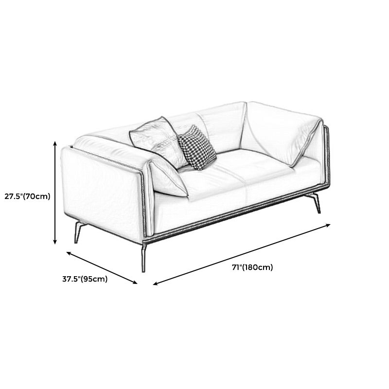 Contemporary Genuine Leather Pillow Top Arm Sofa for Living Room, Apartment