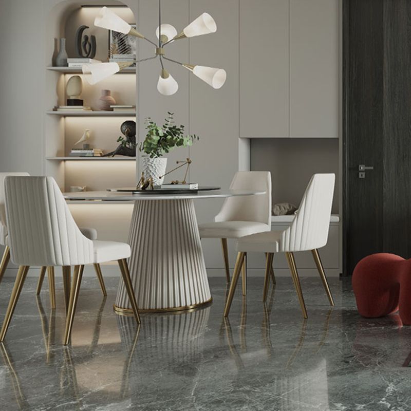 Contemporary Dining Round Table Sintered Stone Table with Metal Legs for Home