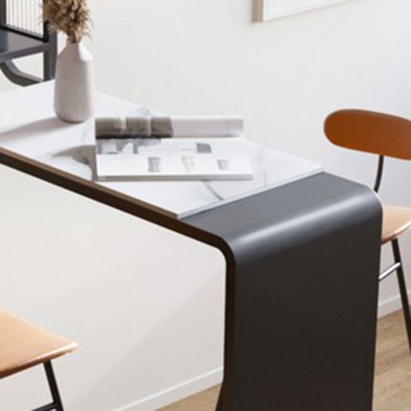 Glam Rectangle Bar Dining Table Stone Top and Metal Frame Bar Table