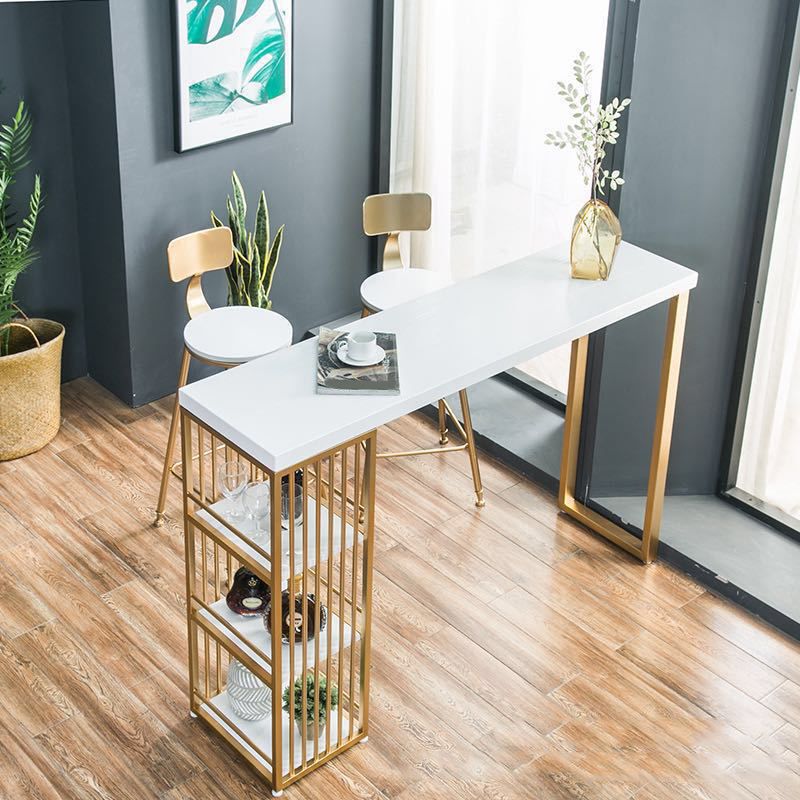 Glam Bar Table Set 1/3 Pieces Rectangle Wood Counter Table with Stools