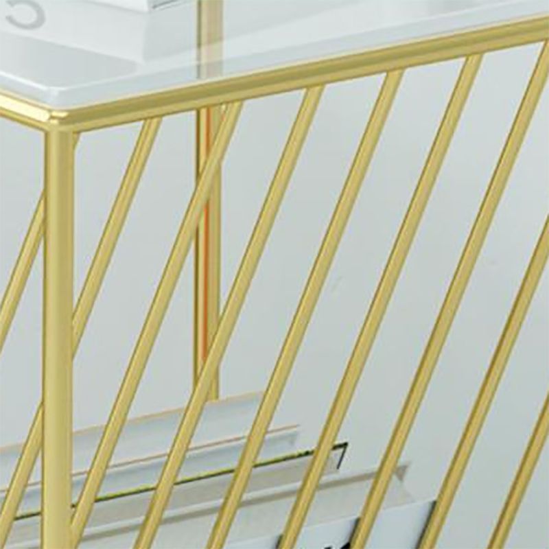 Modern Accent Table Nightstand Glass Night Table with Shelves ,19.7" Tall