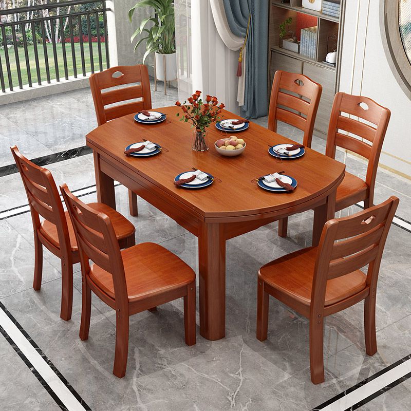 Moderne massief houten eetkamercollectie Uitschuifbare eettafel op schraag