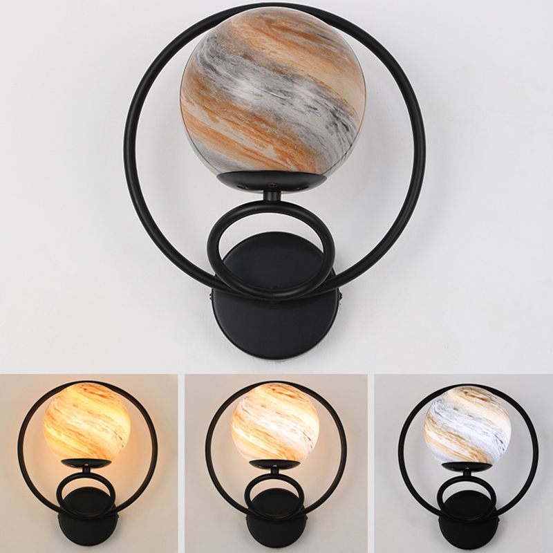Contemporary Wall Sconce Globe Glass Wall Light Fixture for Living Room