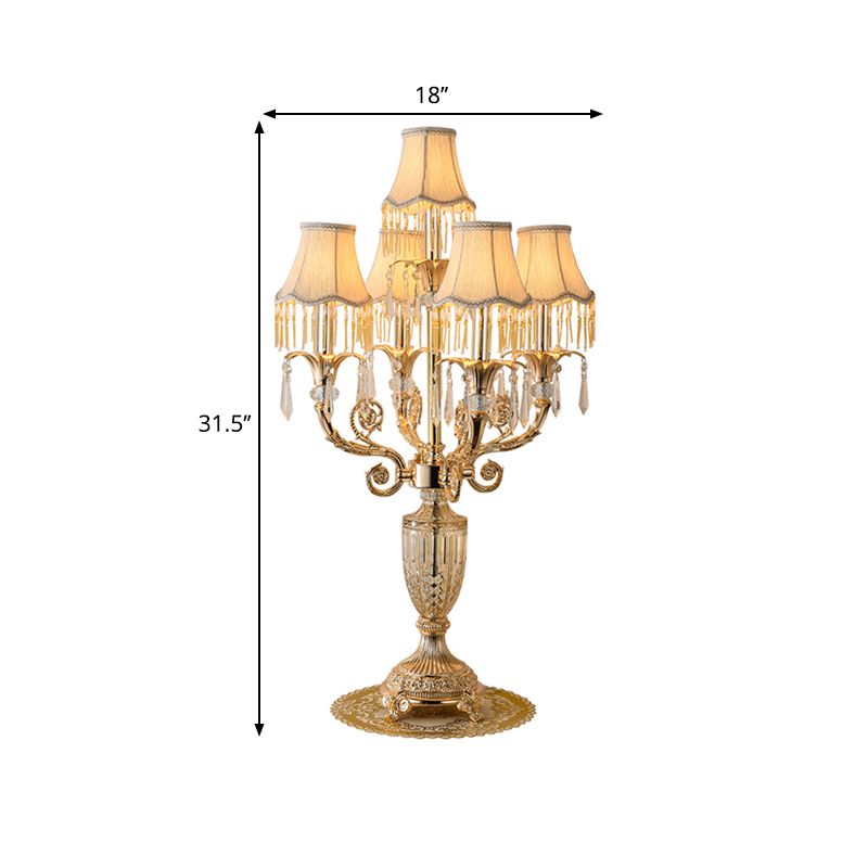 5 Lampenkristall Speere Tisch Leuchtt traditionelle Gold Candlestick Parlour Nachttischlampe mit/ohne Stoff Glocke Schatten