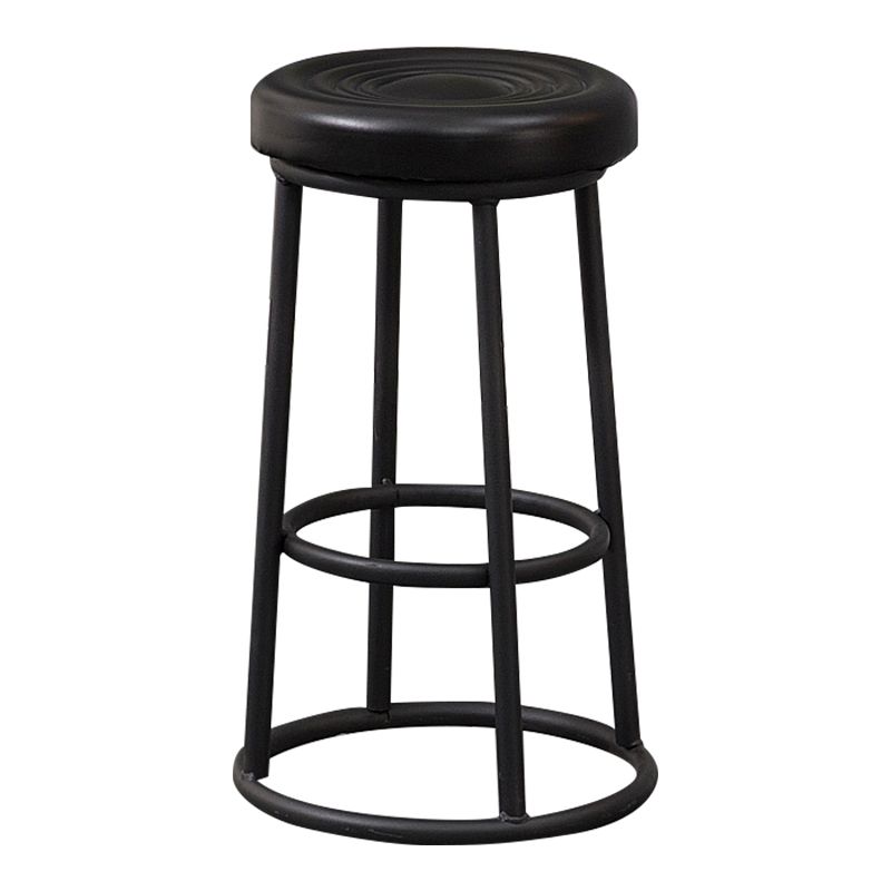 Modern Round Bar Stool Footrest Backless Counter and Bar Stool with Iron Legs