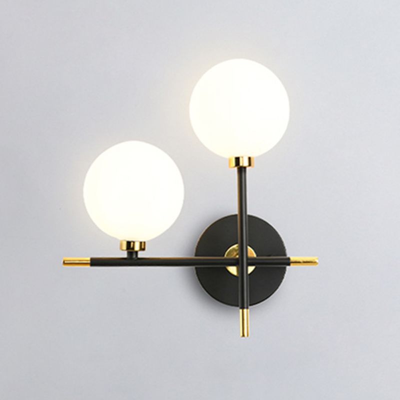 Wohnzimmer Glas Metall Wandleuchte zeitgenössische 2 Kopfwand montierte Leuchte