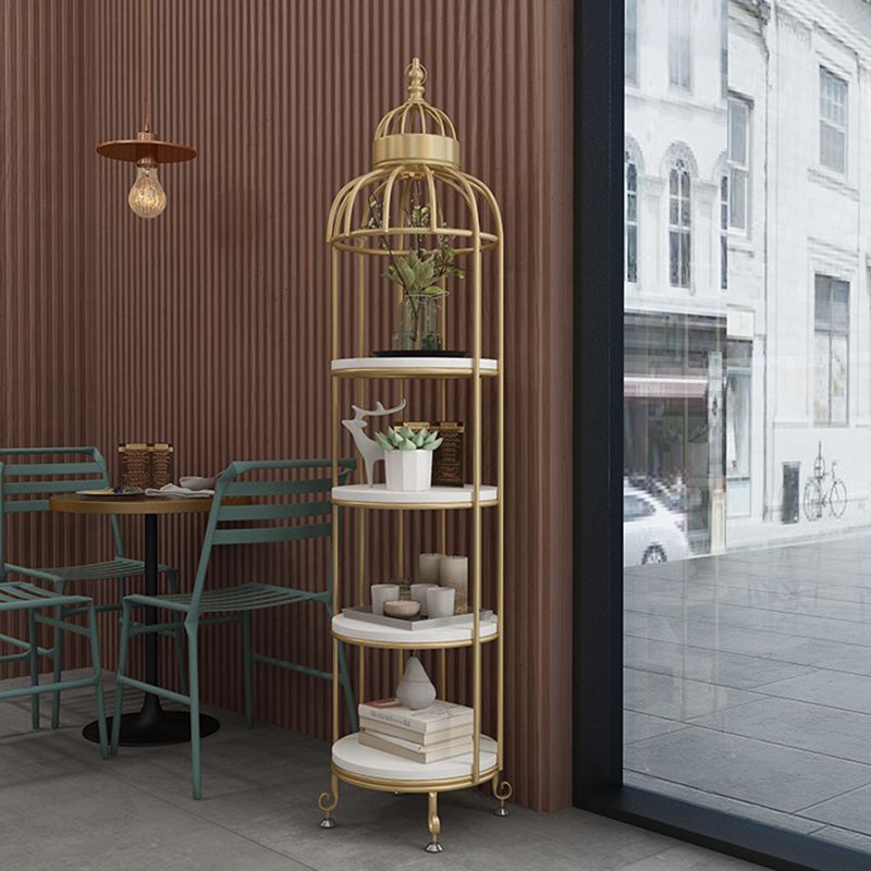 Glam Metal Shelf Bookcase Gold Vertical Bookcase Shelves Included