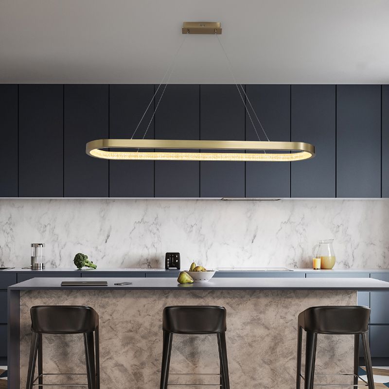 Comedor nórdico de la isla moderna del comedor ovalado LED colgante de luz colgante