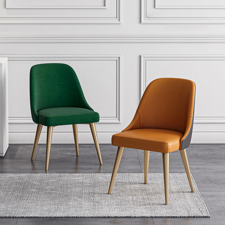Silla de comedor sin brazos con respaldo sólido de diseño escandinavo, sillas de comedor de cuero PU