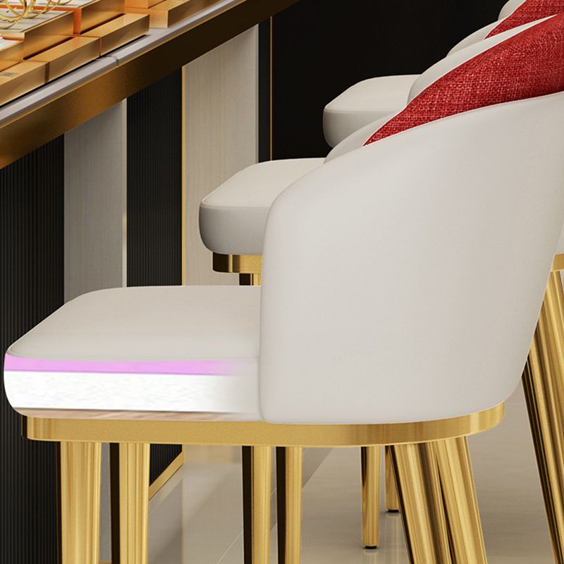 30.34'' Leather Glam Bar Stool Matte Finish Upholstered Restaurant Stool