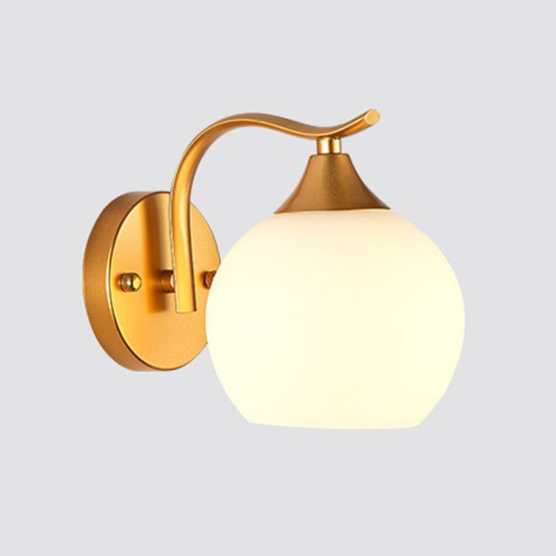 Round Milk Glass Wall Lighting Fixtures Modern Wall Mounted Light Fixture for Bedroom