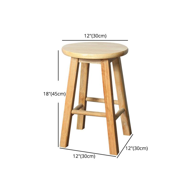 Modern Armless Counter Stool Rubber Wood Kitchen Bar Stool with Seat and Pedal
