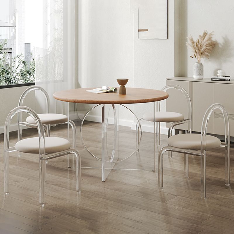 Round Dining Table Set 1/2/3/4 Pcs Acrylic Base Table and Chairs